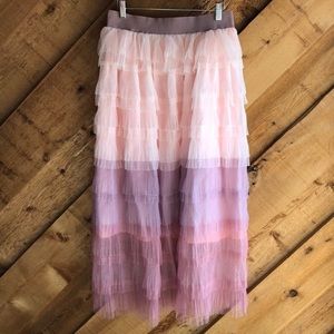 NWOT Shein Pink Ombre Mesh Tiered Maxi Skirt